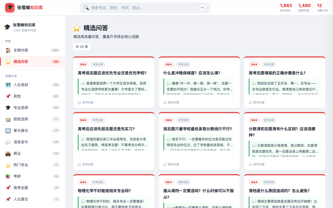 张雪峰知识库 项目截图